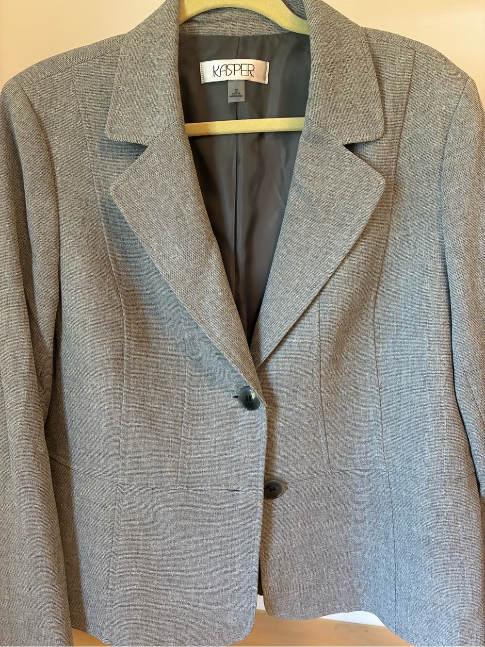 Kasper Gray Notched Lapel Two-Button Blazer